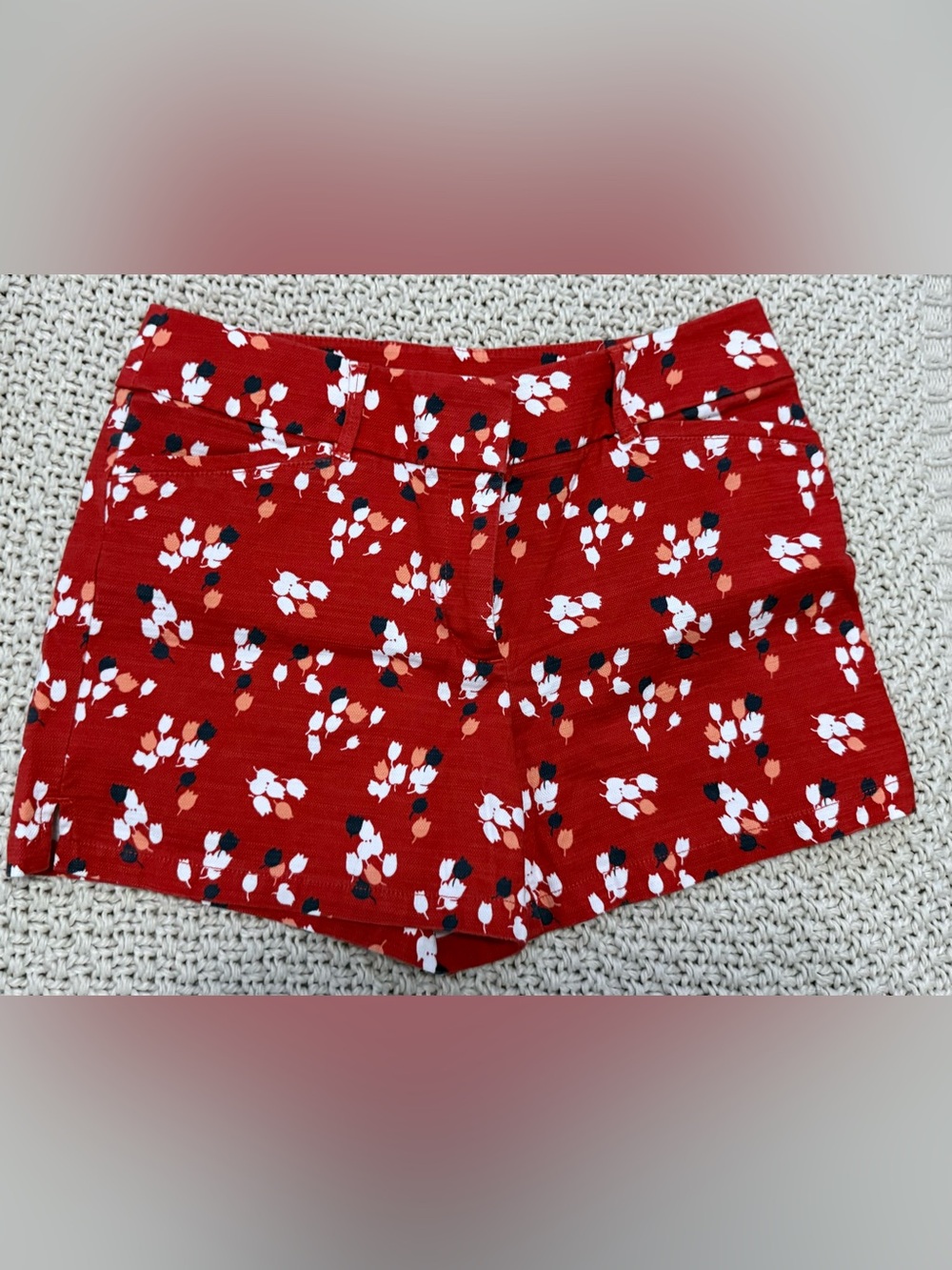 LOFT Red Floral Print Shorts Size 6